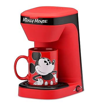 Disney Dcm-123CN Mickey Mouse Single Serve Coffee Maker, Red/Black