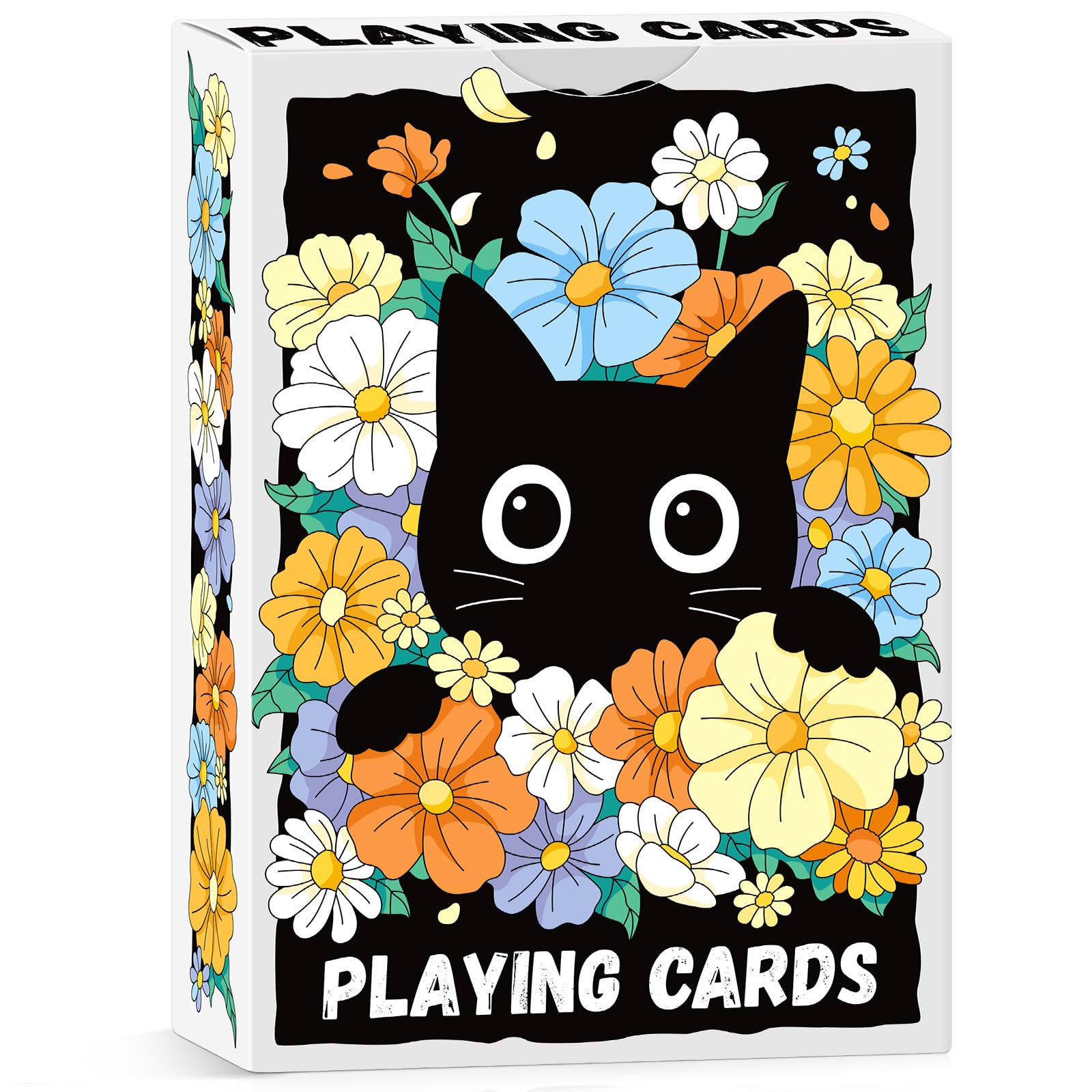 Sondeng 2Pack Playing Cards Black Cat Playing Cards,Floral Cute Cats Themed Deck of Cards for Game Nights,Premium Standard Size Poker Cards for Card Games,Parties,Travel,Cat Lover Gifts (2)