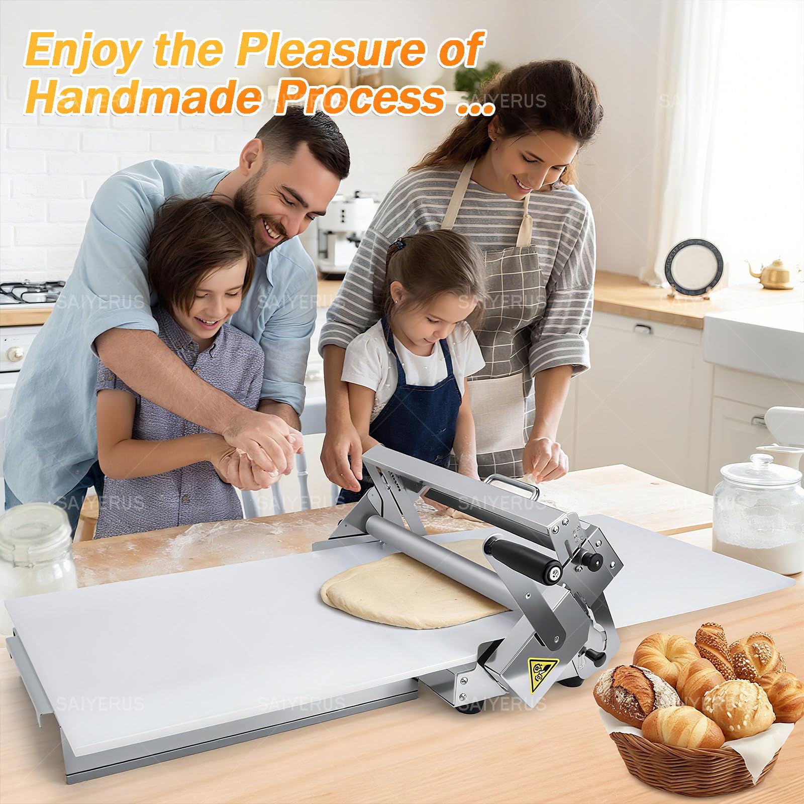 Sfogliatrice Professionale, Macchina per Stendere La Pasta Manuale in Acciaio Inox: Aumenta L'efficienza per Croissant, Cucine Domestiche e Piccole Panetterie, Stabile e Durevole! 103x58cm