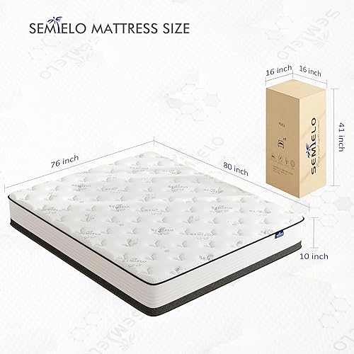 Miniatura 2 de SEMIELO Colchón híbrido de espuma viscoelástica de 10 pulgadas, tamaño King, colchón de firmeza media, colchón de resortes interiores para alivio de