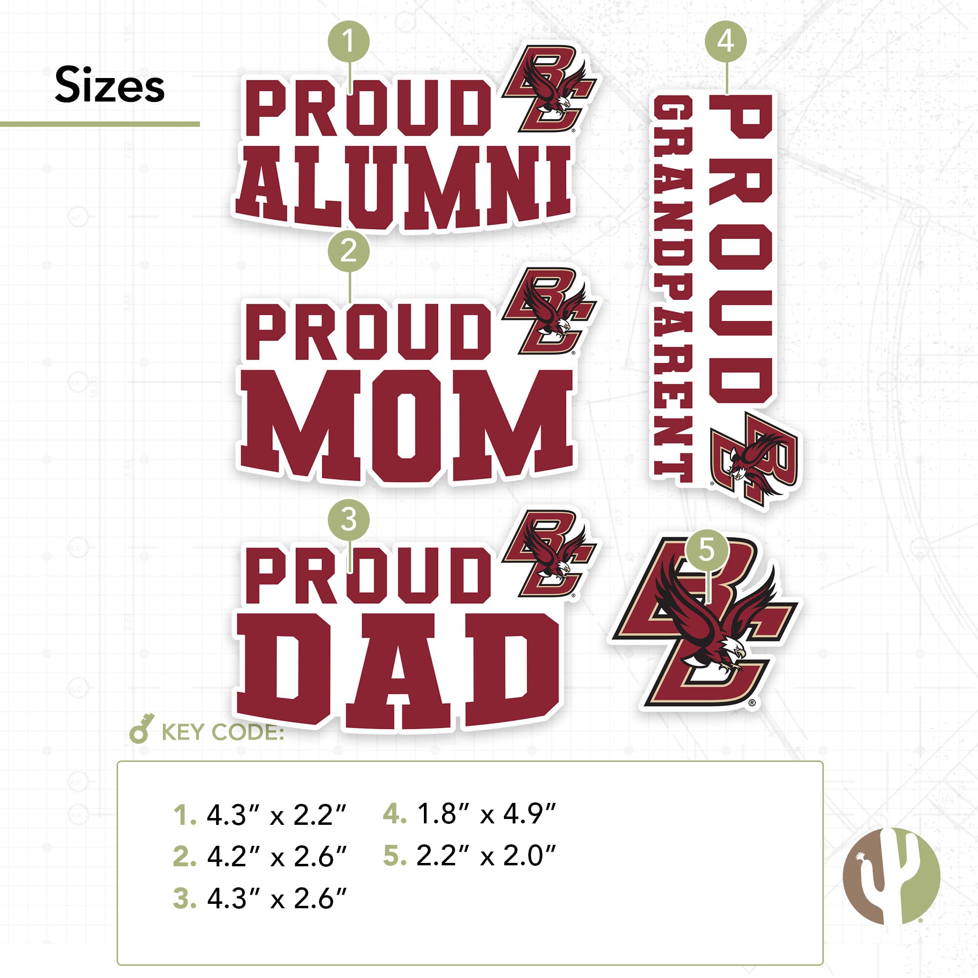 Desert Cactus Boston College Stickers – Officially Licensed Vinyl Decals For Laptop, Car & Bottle