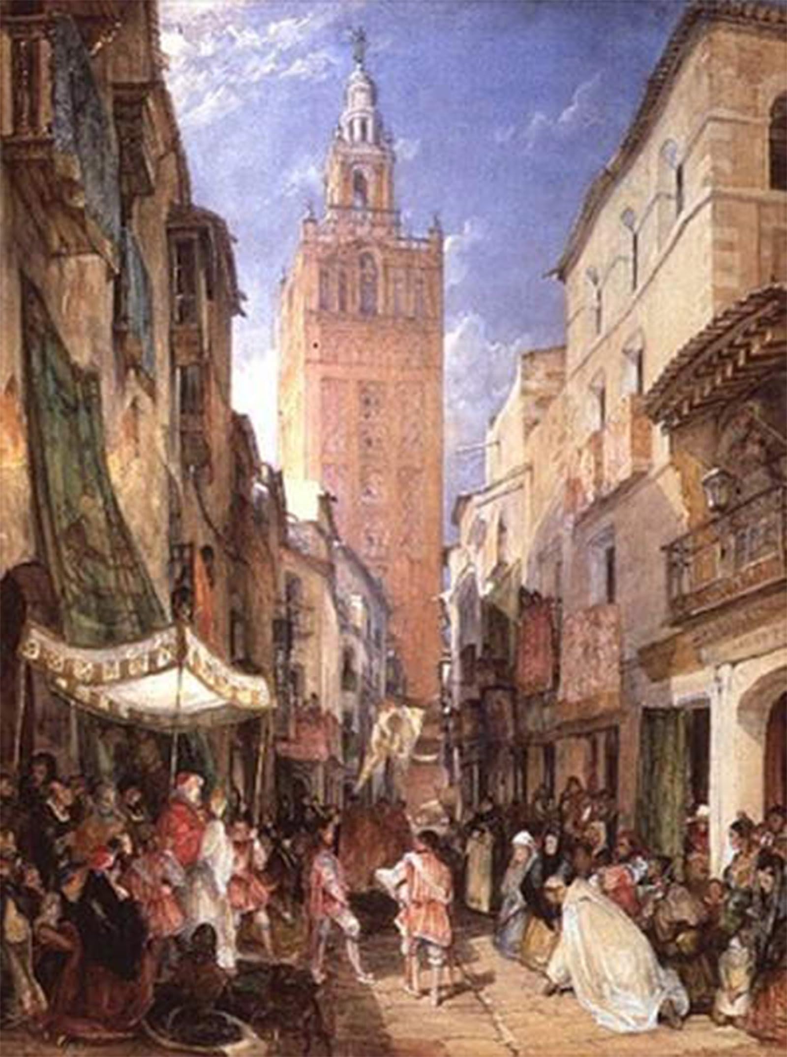 ARTXLXXBN Famous Print Painting Colorful Art Print Religious Procession Seville by John Frederick Lewis Canvas Art Decorations for Home Decor 60x90cm