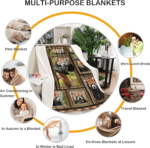 Miniatura 5 de Manta de panda rojo para niñas y niños, manta de felpa suave y sedosa para sofá cama, linda manta pequeña y acogedora de forro polar cálido para