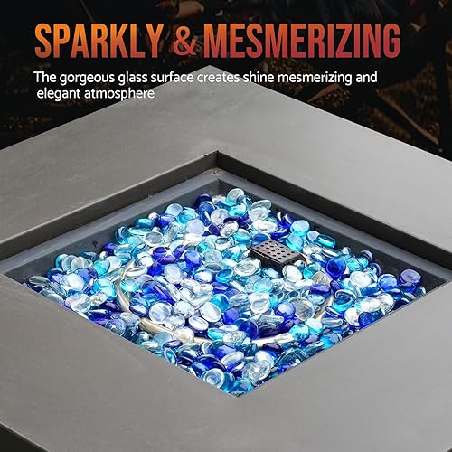 Miniatura 5 de Skyflame Cuentas de vidrio de fuego mezcladas de 10 libras para hoyo de fuego, chimenea y paisajismo, 12 pulgada, azul cobalto, hielo de cristal,