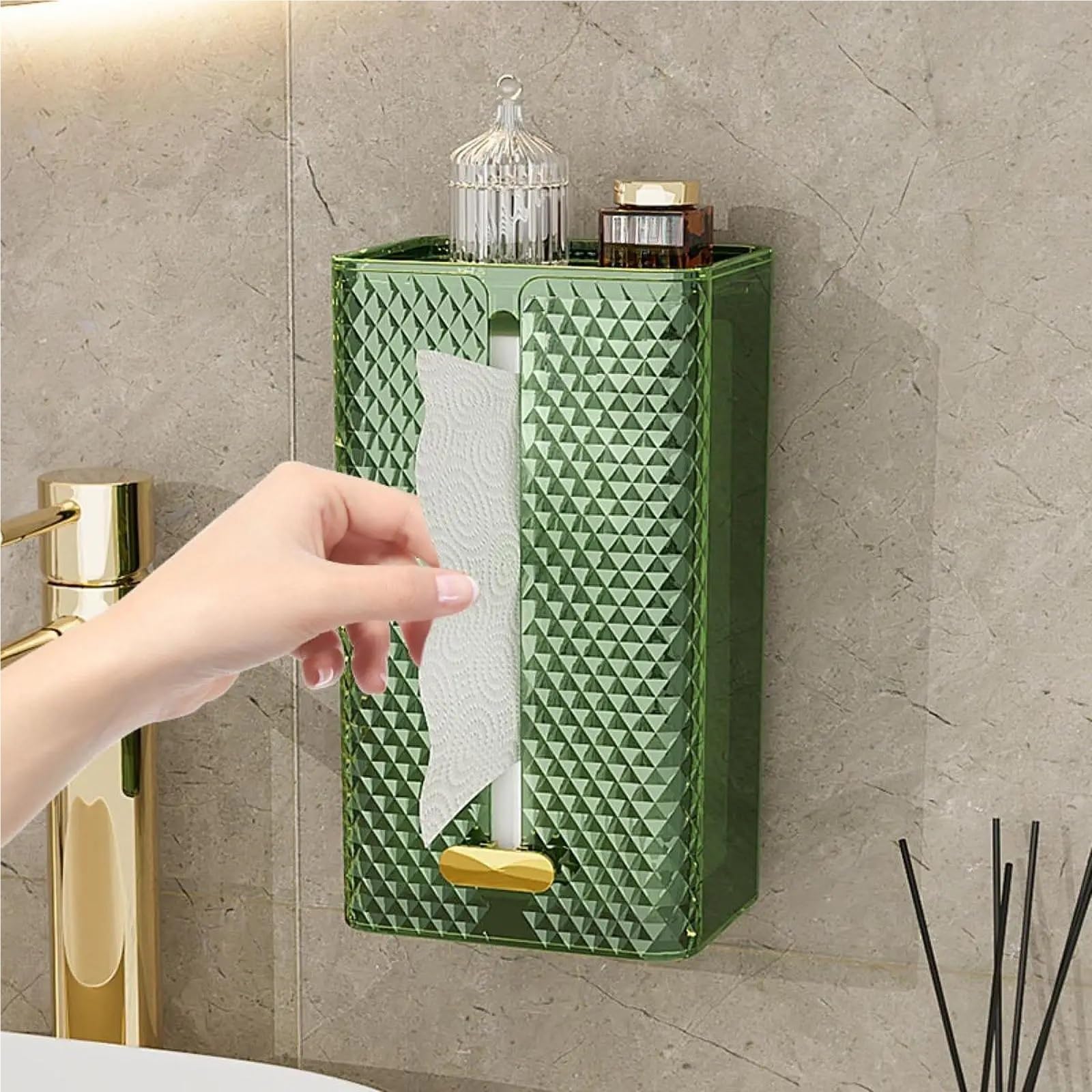 Porta fazzoletti moderno montato a parete, porta, igienici, for bagno, ufficio, soggiorno, ristorante, scrivania Per Cucine(Green)