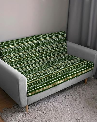 Miniatura 3 de Fundas de cojín para sofá de Navidad verdes, funda elástica para sofá con parte inferior elástica, fundas de sofá geométricas geométricas blancas