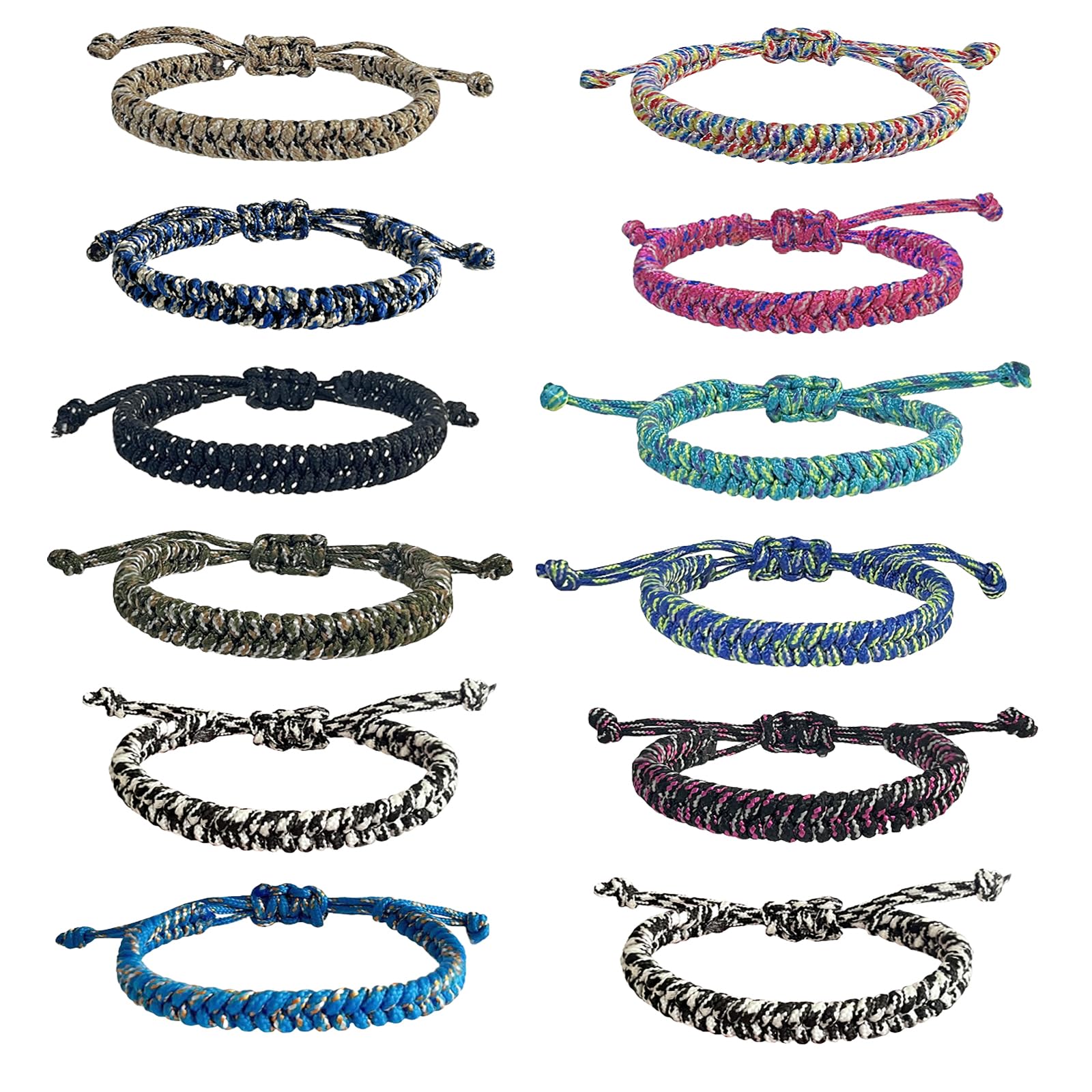 YANMIN 12 pcs Braided Friendship Bracelets for Teen Girls Assorted Colors Paracord Bracelets Handmade Goody Bag Stuffers Easter Basket Filler Tween