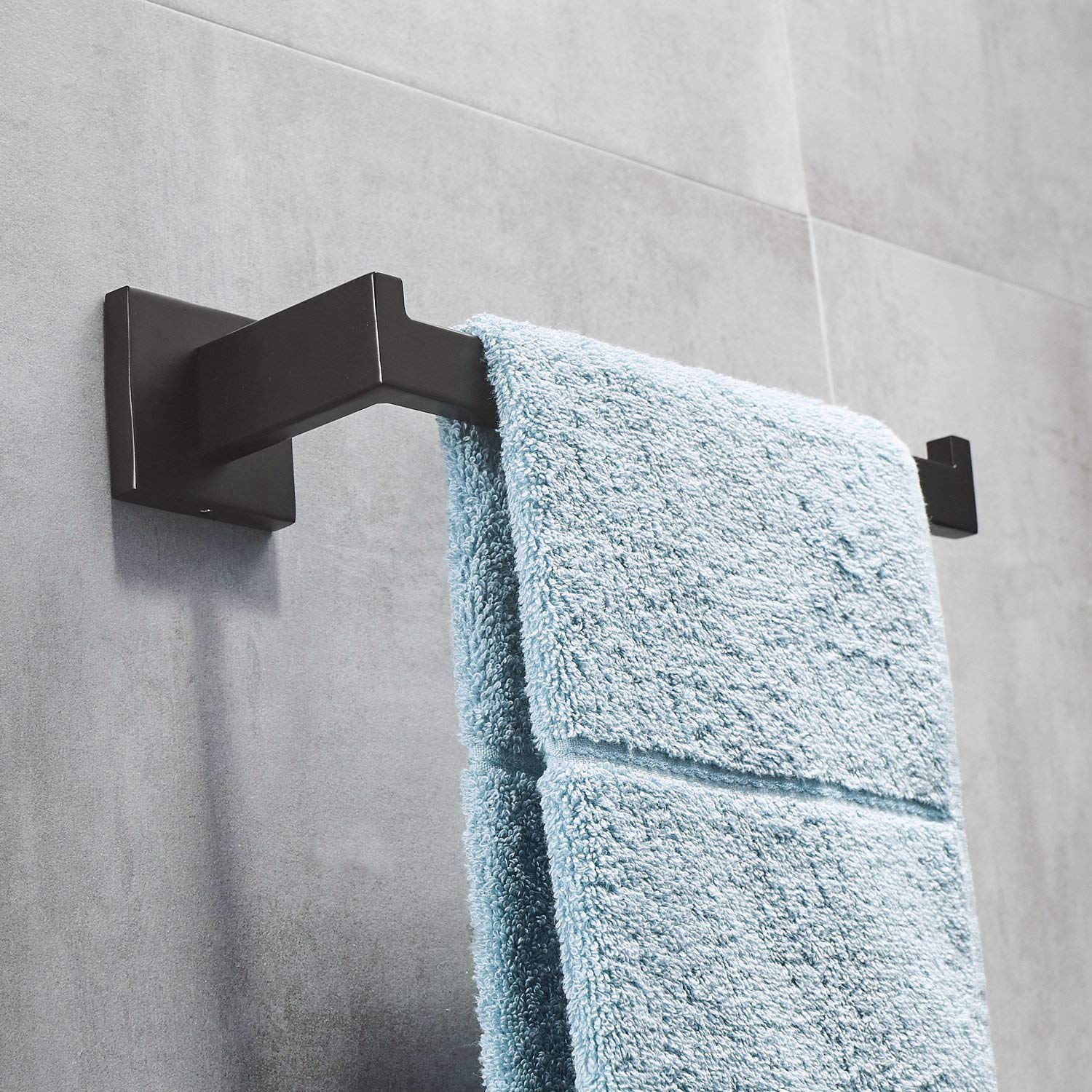 Portasciugamani da bagno nero, a forma di U, da parete, con