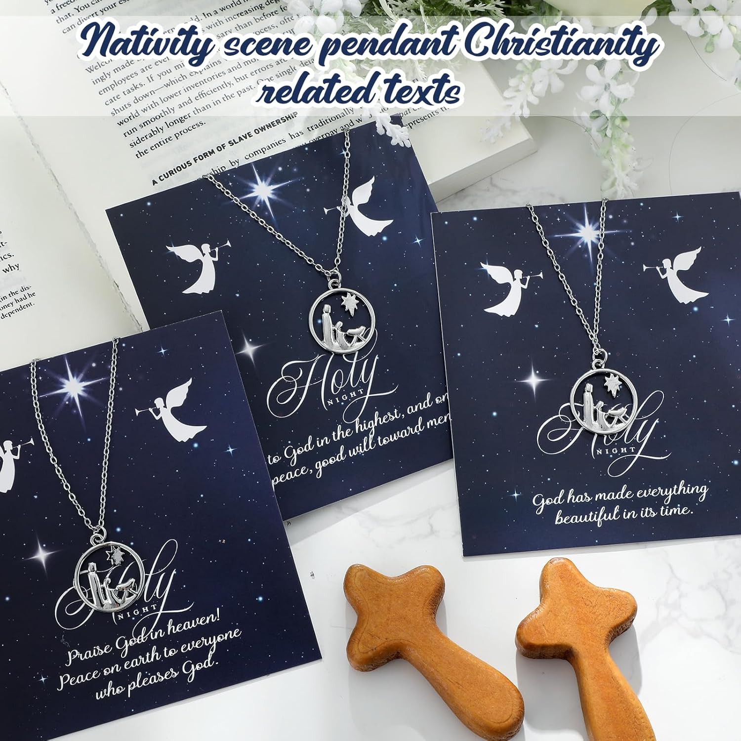 Landical Christian Cross Necklace Christmas Necklace for Women Religious Jewelry Gifts with Bible Verses Cards - Image 3