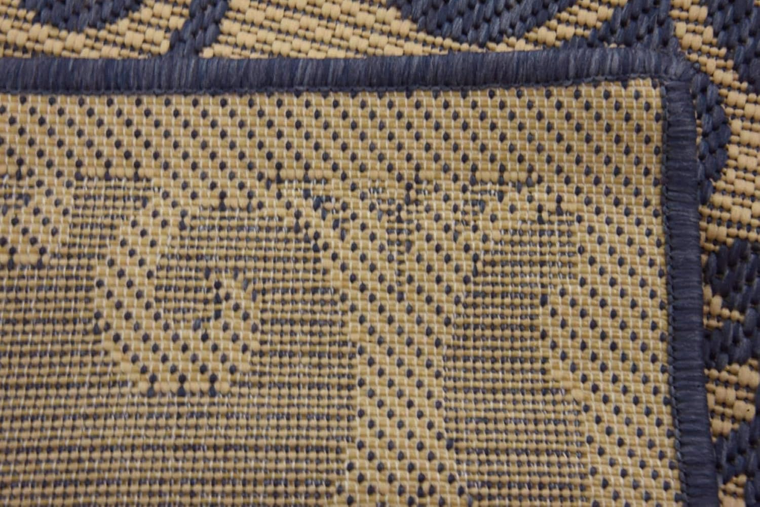 Unique Loom Outdoor Botanical Collection Area Rug - Gate (2' 2" x 3' 1" Rectangle, Blue/ Beige)