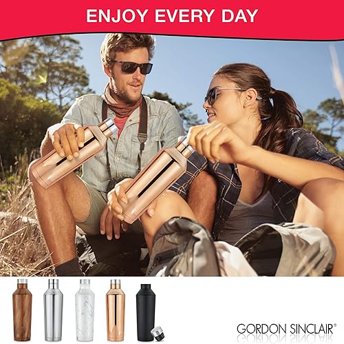 Miniatura 4 de Gordon Sinclair Copper Riviera - Botellas de agua de acero inoxidable de doble pared de 17 onzas, la botella de agua aislada al vacío es a prueba de