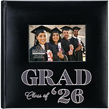 Malden International Designs Graduation Gift - Class of '26, 2026 Graduation Photo Album with photo opening on cover, holds 120 4x6 Horizontal photos, 2 Up Black Book Bound with Memo Writing Areas