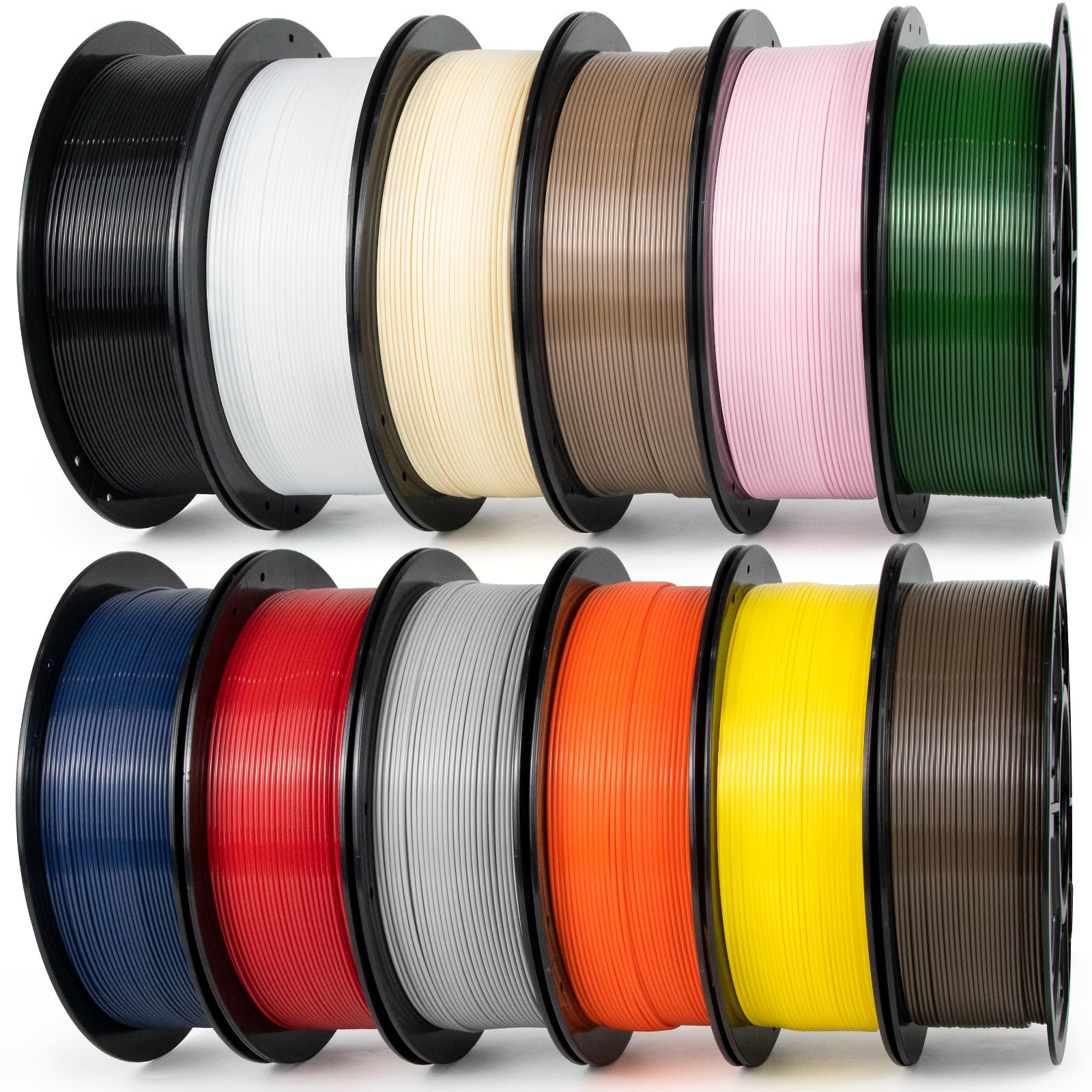 IEMAI PETG Filament 1.75mm 12Kg, Schwarz/Weiß/Rot/Orange/Gelb/Rosa/Hautfarbe/Braun/Silber/Armee Grün/Marineblau/Schokolade, PETG 3D Drucker Filament, Maßgenauigkeit +/-0.02mm