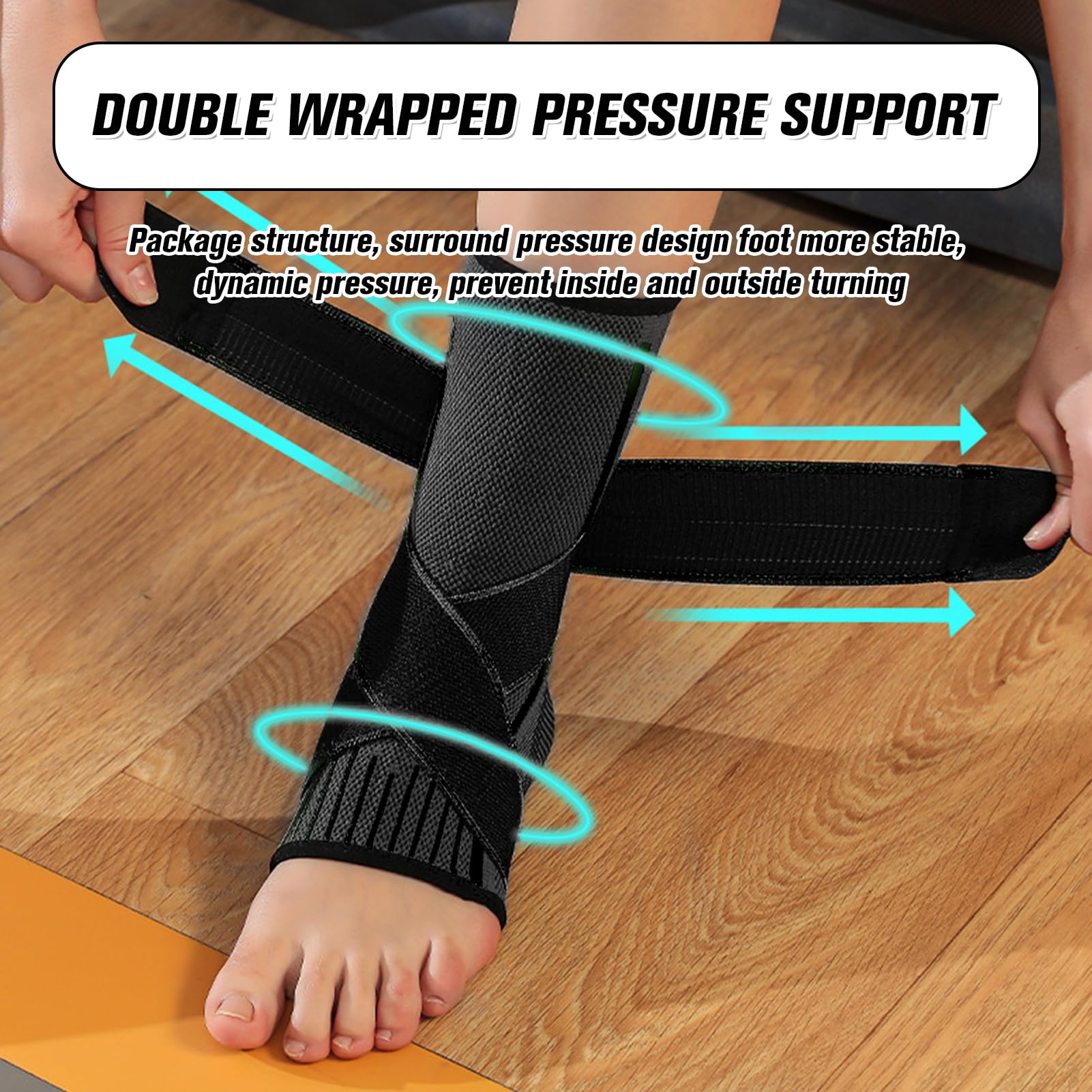 2 Pcs Attelle Cheville Sport, Chevillère Entorse Chevillere de Maintien Sport Strapping Cheville Réglable Respirant pour Homme et Femme Ligamentaire Entorses Blessures a Protection Sportive (Noir, L)
