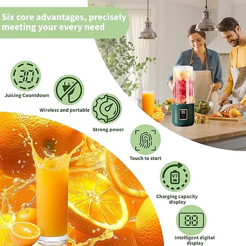 Miniatura 4 de Batidora portátil, mini exprimidor, exprimidor pequeño de 16.9 fl oz, 12 cuchillas, ideal para mezclar, conveniente, multifuncional, con pantalla