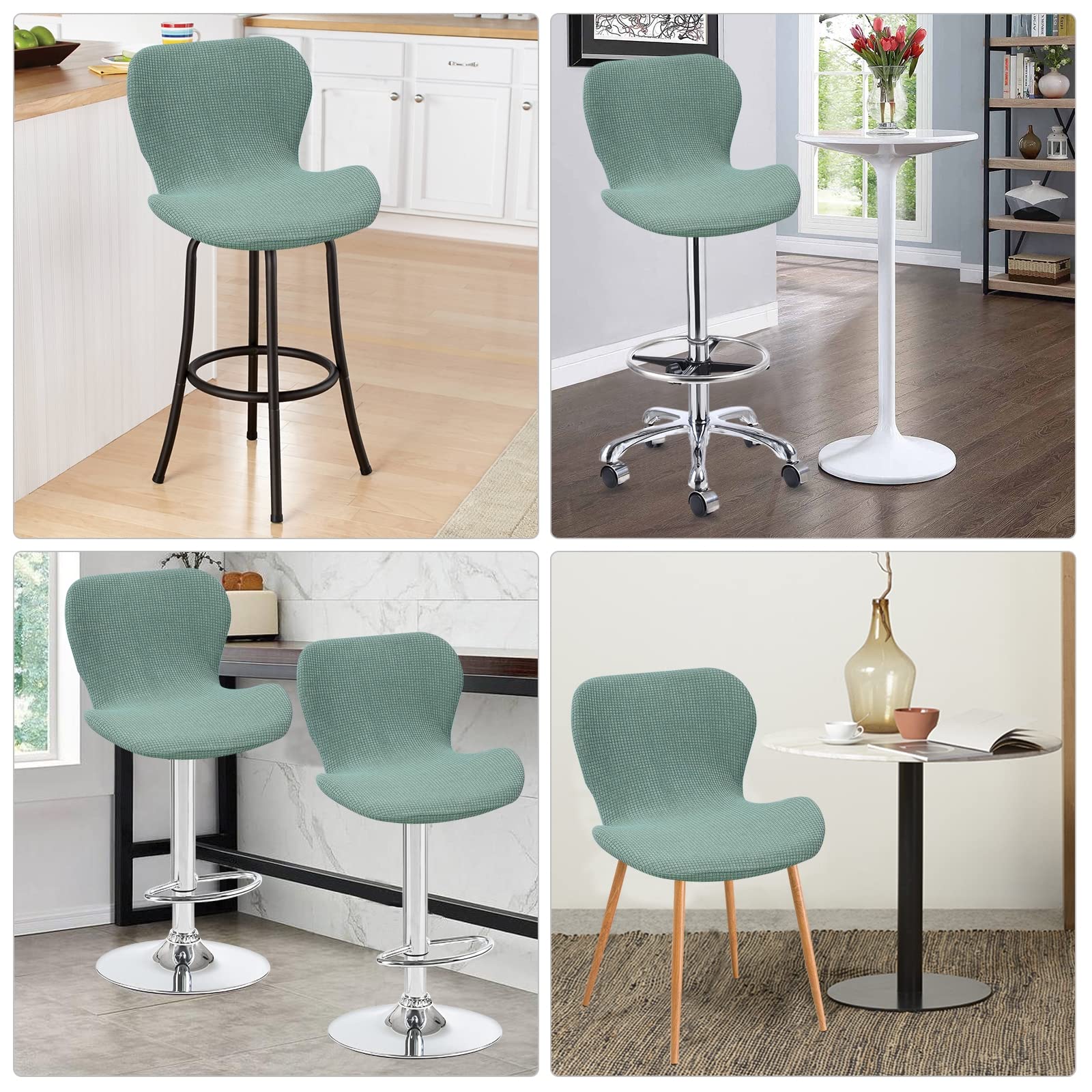 Fundas para taburetes de bar giratorios, fundas para sillas de comedor con respaldo bajo para bar y cocina, fundas protectoras ajustables para sillas de comedor cortas