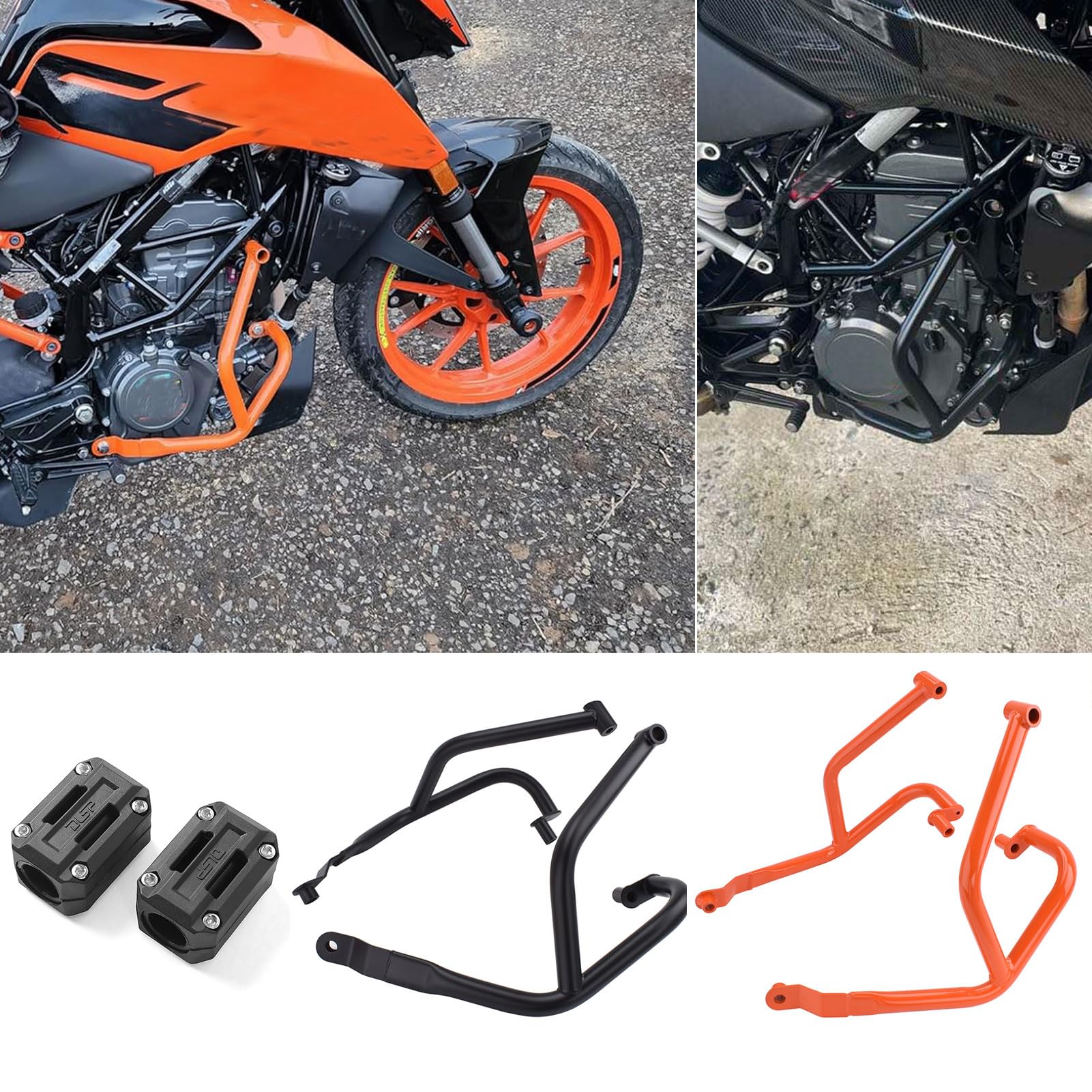Motorcycle Engine Guard Bumper Crash Bar Protector Compatible for K&T&M Duke 200(2020-2024) Duke 250 Duke 390 (2017-2023) Accessories DUKE390 Falling Protection Frame Bar (Orange)