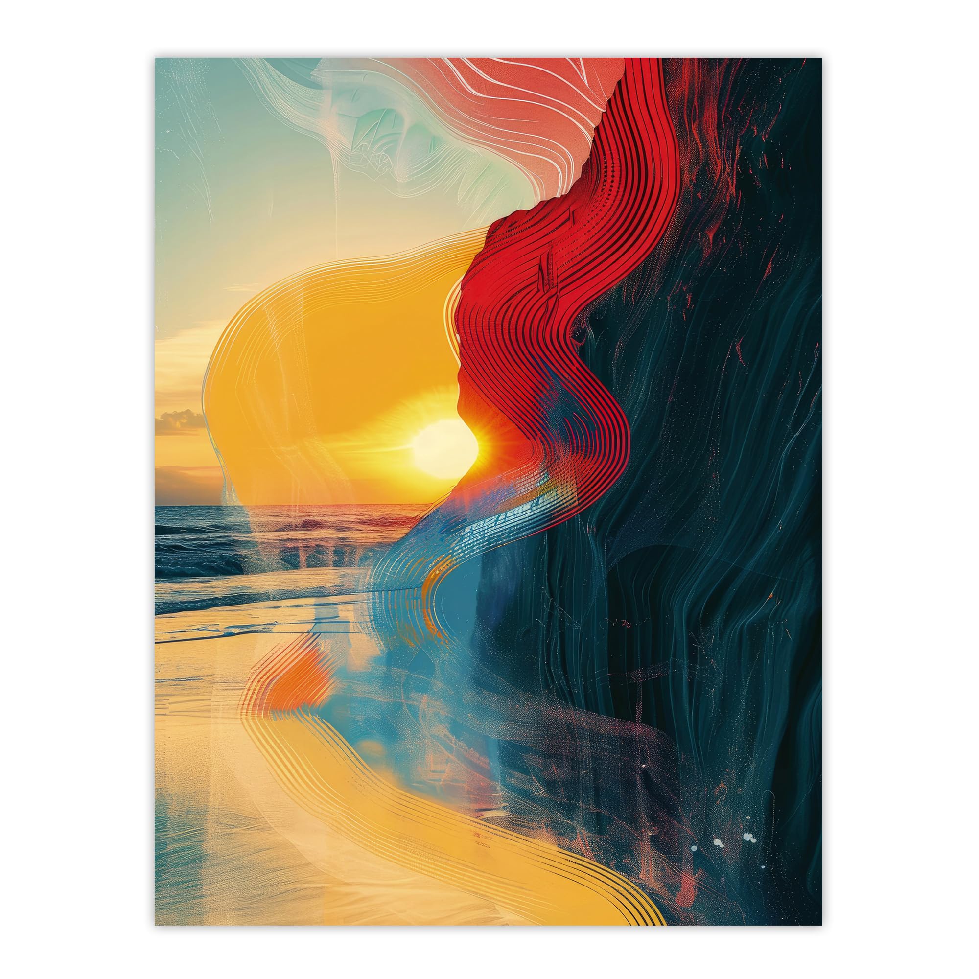 Artery8 - Coastal Sunrise Cliffside Beach Abstract Poster - W18" x H24"