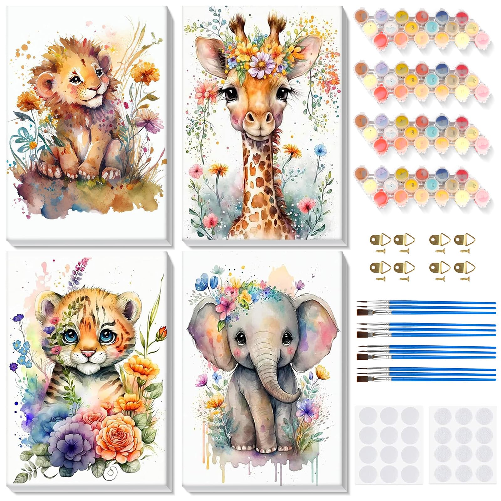 SENQAO Dipingere con i Numeri Adulti Con Cornice, Animali Colorati