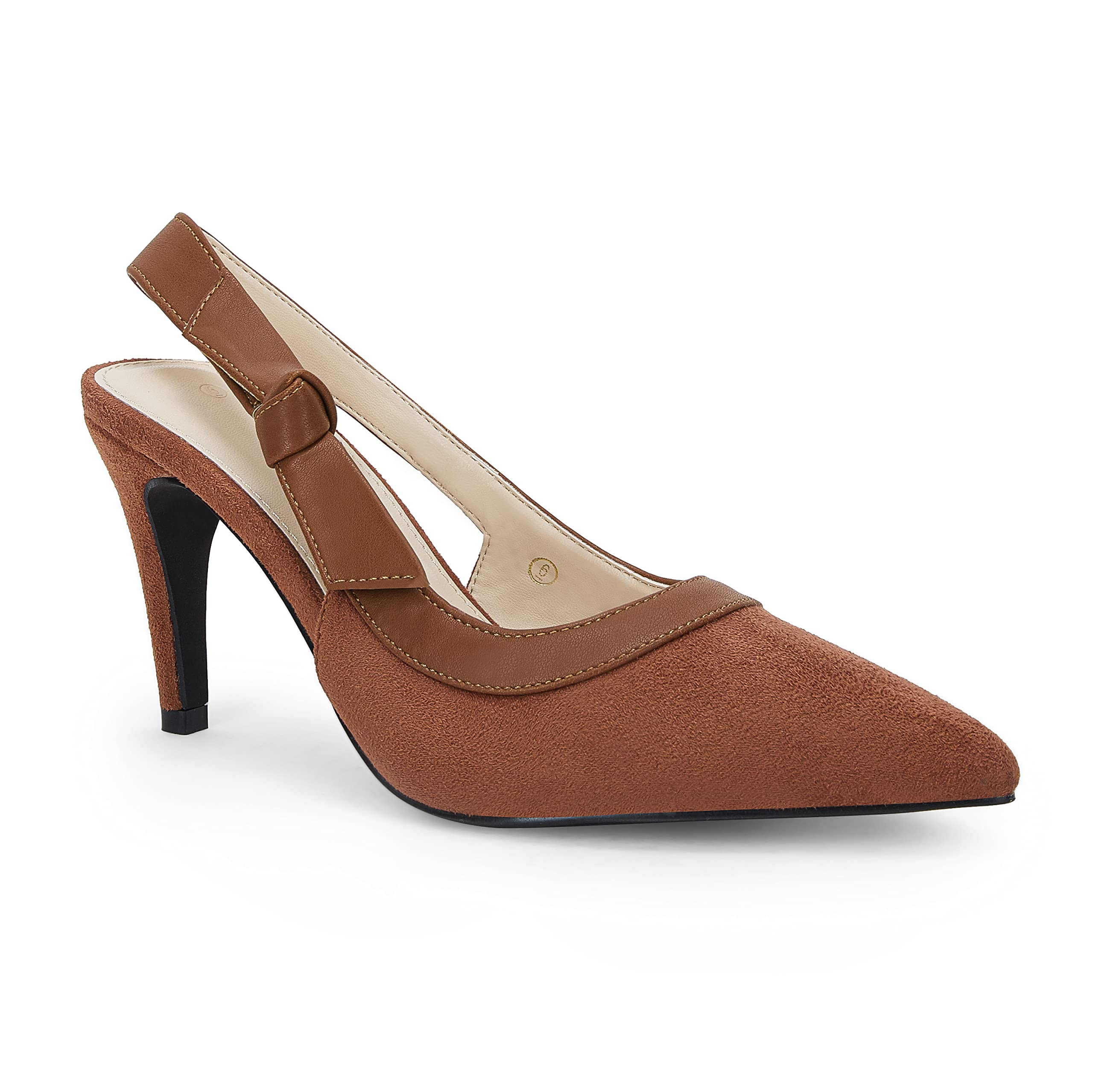 Coutgo Women's Pointed Toe High Heels Slingback Bowknot Formal Pumps Dress Shoes