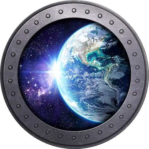 Calcomanía de pared de ventana 3D de PortScape Earth #3 de PortScape de 12 pulgadas, diseño de planetas espaciales, sistema solar, arte de pared,