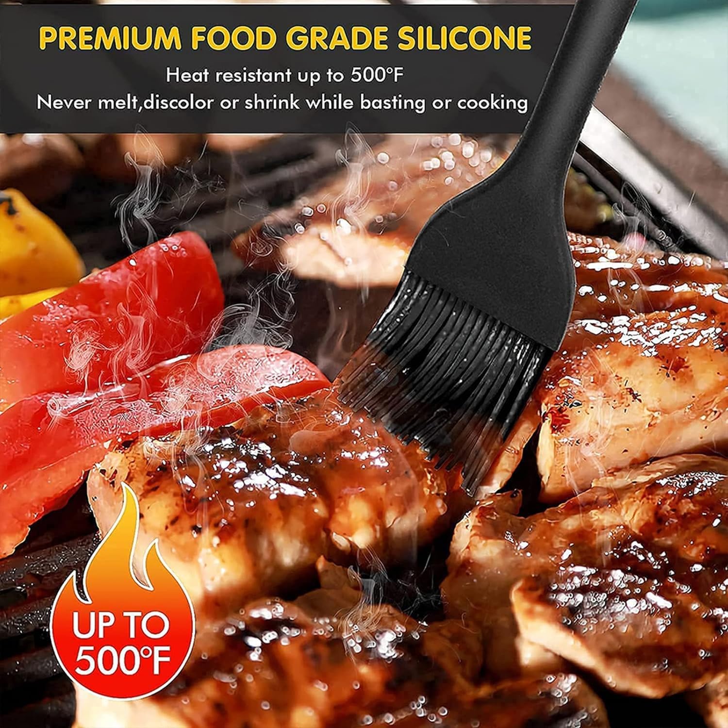 Yellow Food Grade Silicone Oil Brush,Spread Evenly High Temperature Resistant,Barbecue Brushs Small Silicone Brush,for Barbecue Oil for Kitchen Yellow 21cm Pastry and Basting Brushes
