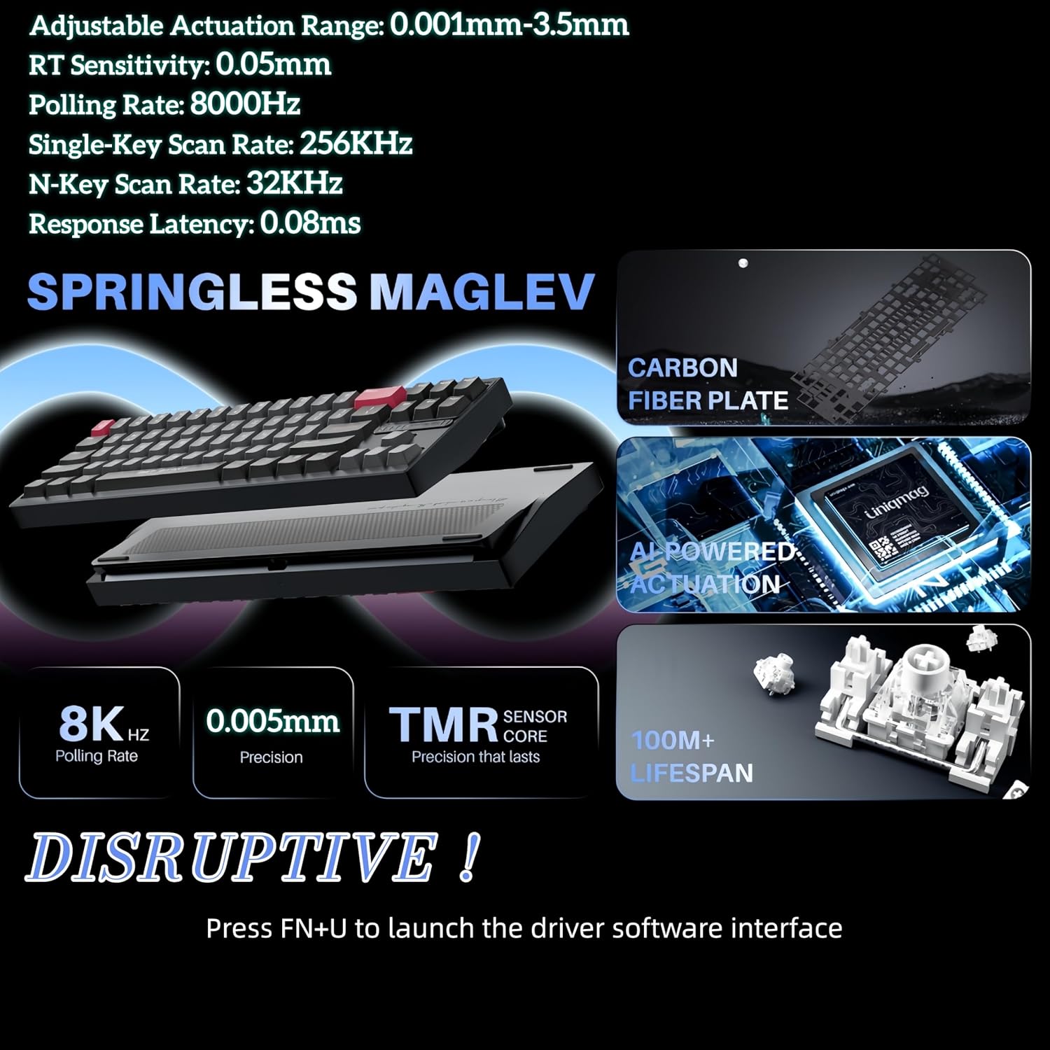 TMR Keyboard, Springless Maglev Switch, Alloy Weighted Base (UQ71G) | 8K Polling Rate, 0.08ms Latency, 0.005mm Precision, 0.001-3.5mm Actuation Travel, RGB Lighting, Gasket-Mount, PC+Mac Ready 3 81Xb7YgOeSL. AC SL1500