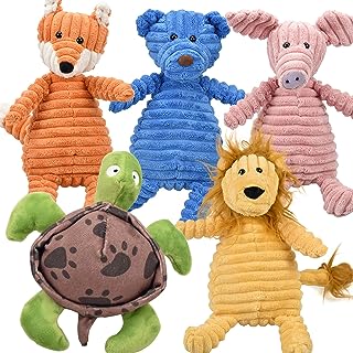 LECHONG 5Pack Dog Squeaky Plush Toys Puppy Toys Assortment Value Bundle Dog Toy for Puppies Bulk Large Dog Teething Toys Pet Chew Toys