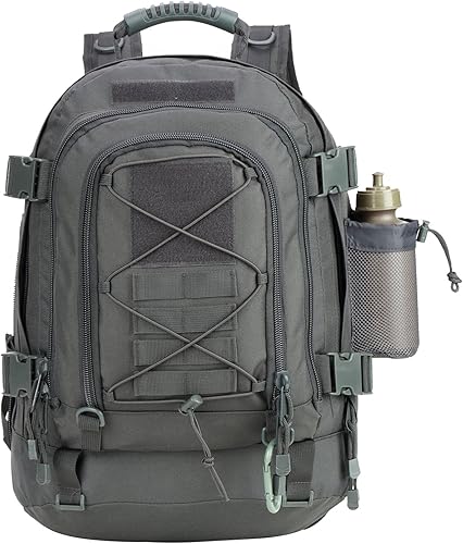 Miniatura 9 de Mochila táctica grande para hombre, mochila militar con sistema de bricolaje para viajes, trabajo, campamento, caza, senderismo, deportes, Negro -,