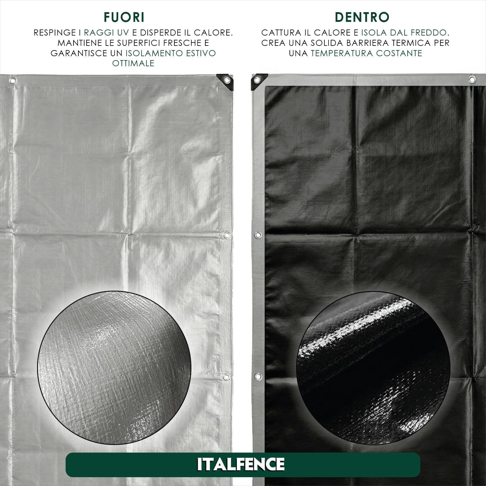 Telone impermeabile PE 250 g/m² grigio, occhiellato rinforzato [2 x 3 m]