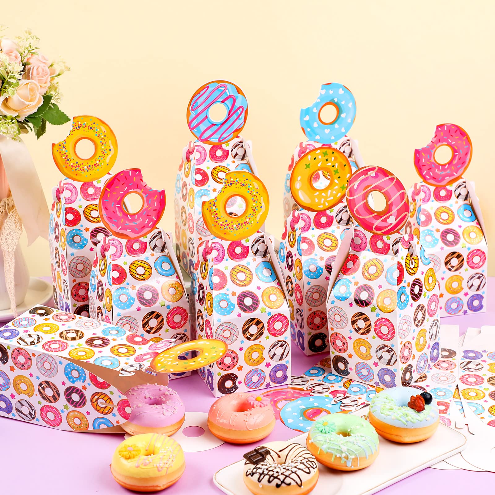 30 Donut Party Favor Bags With 36 Stickers – Sweet Birthday Goodie Bags For Kids | Baby Shower, Wedding, Halloween Treat Bags - View #13