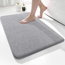 smiry Thick Memory Foam Bath Mat,40 x 60 cm,Extra Soft Absorbent Bathroom Mat,Non-Slip Quick Dry Bath Mats for Bathroom,Machine-Washable Bath Rug Foot Mat,Grey