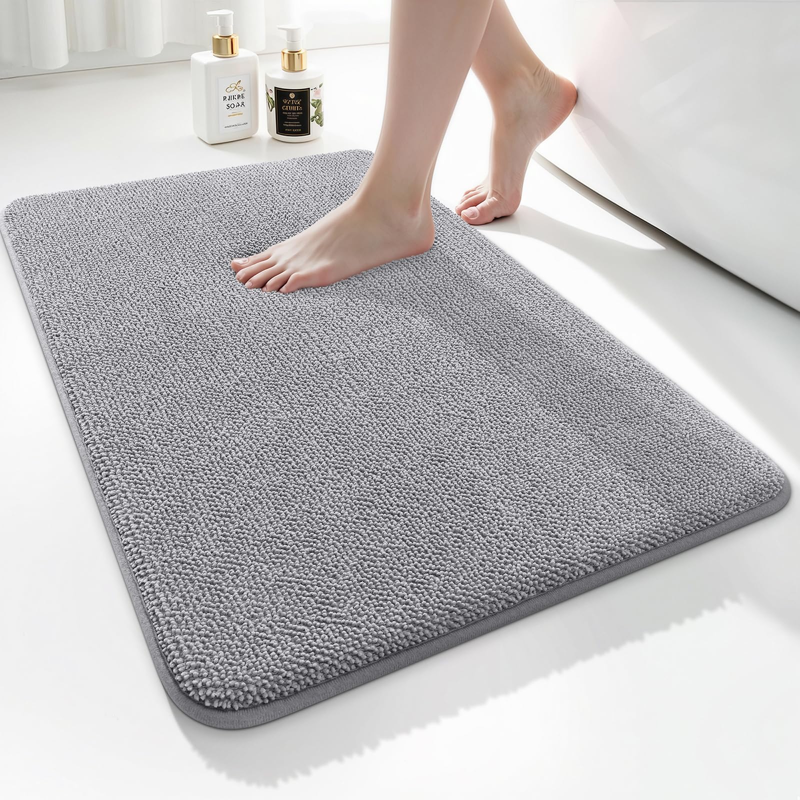 smiry Thick Memory Foam Bath Mat,40 x 60 cm,Extra Soft Absorbent Bathroom Mat,Non-Slip Quick Dry Bath Mats for Bathroom,Machine-Washable Bath Rug Foot Mat,Grey — image 1