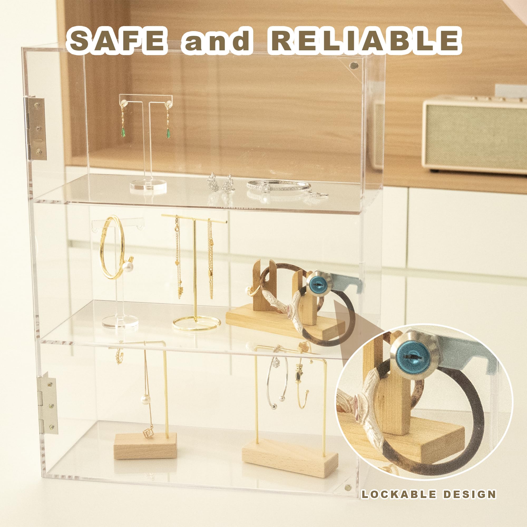 3-Tier Acrylic Display Case With Lock & Key – 11.8x5.9x15.7 Inch, Clear Showcase For Collectibles - View #10