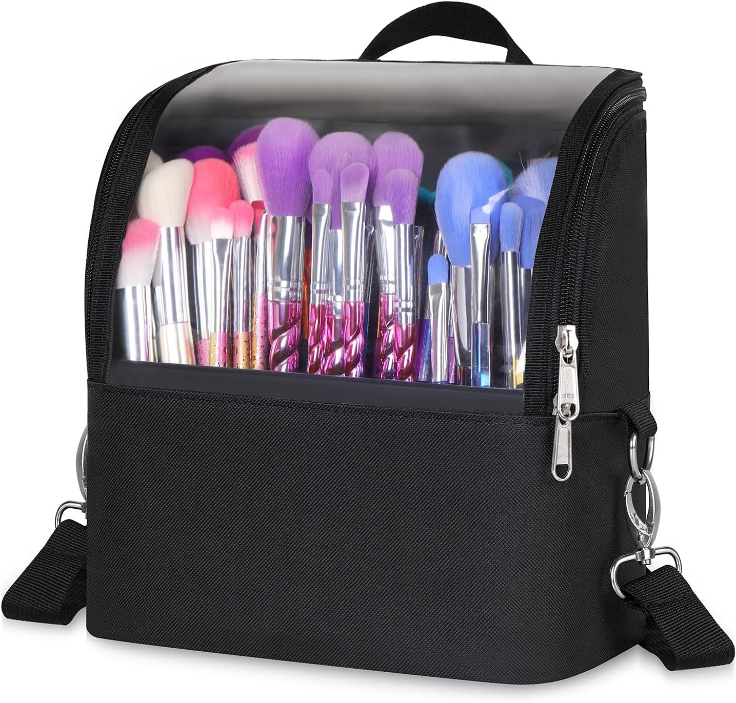 Makeup Brush Bag Organizer Bag Professional Artist Brushes Travel Bag Stand-up Makeup Cup Waterproof Dust-Proof Brush Storage Pouch Case,24cm×14cm×24cm