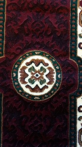 Miniatura 4 de Kingdom Alfombra tradicional larga persa diseño burdeos D123 (32 pulgadas x 15 pies 6 pulgadas)