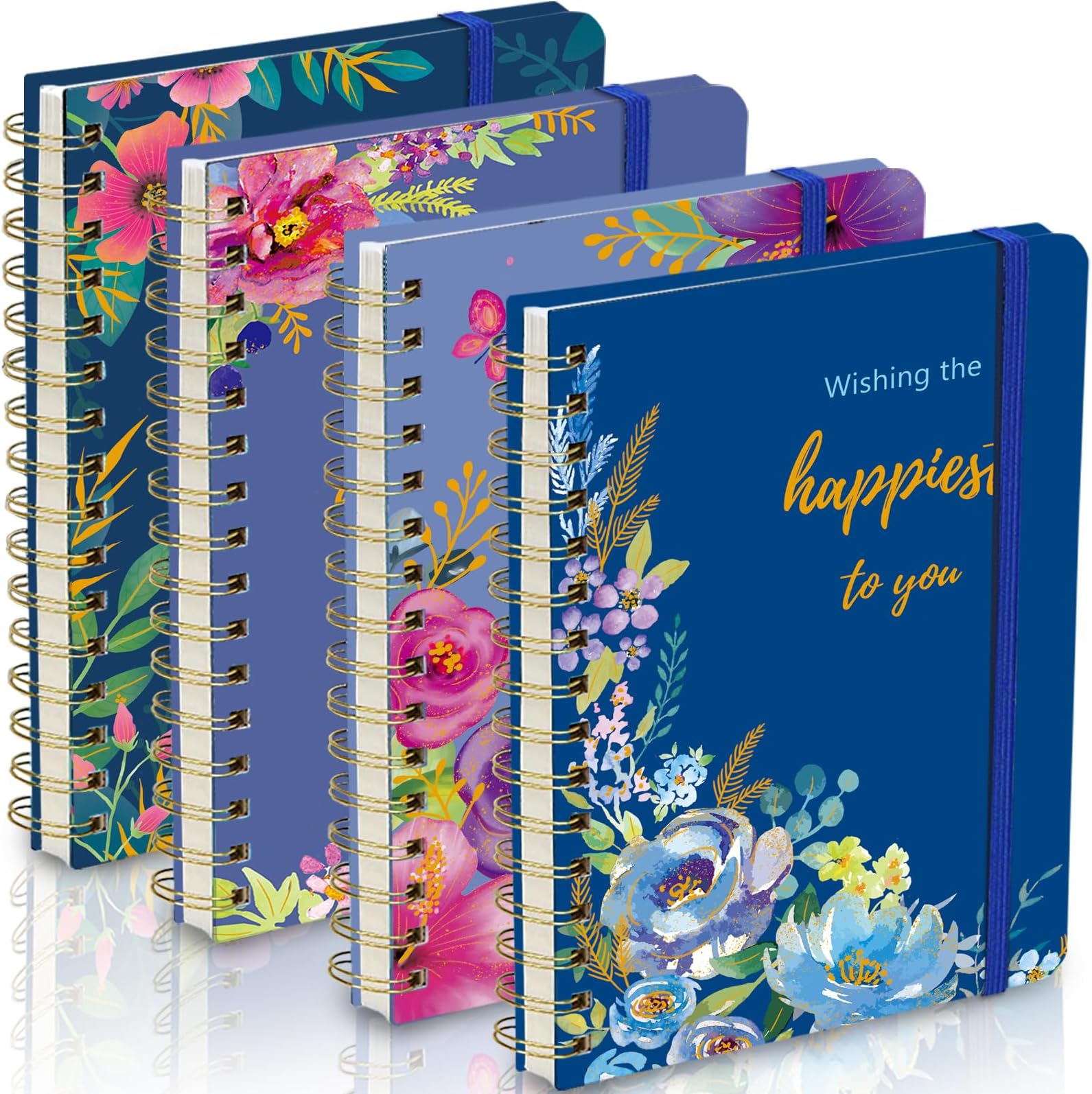 4Pack Spiral Notebook, 120 Lined Journal for Women 8.3x5.7" Sprial