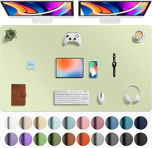 Miniatura 14 de Aothia Protector de escritorio de cuero, alfombrilla para ratón, alfombrilla de escritorio de oficina, secante de escritorio de cuero PU