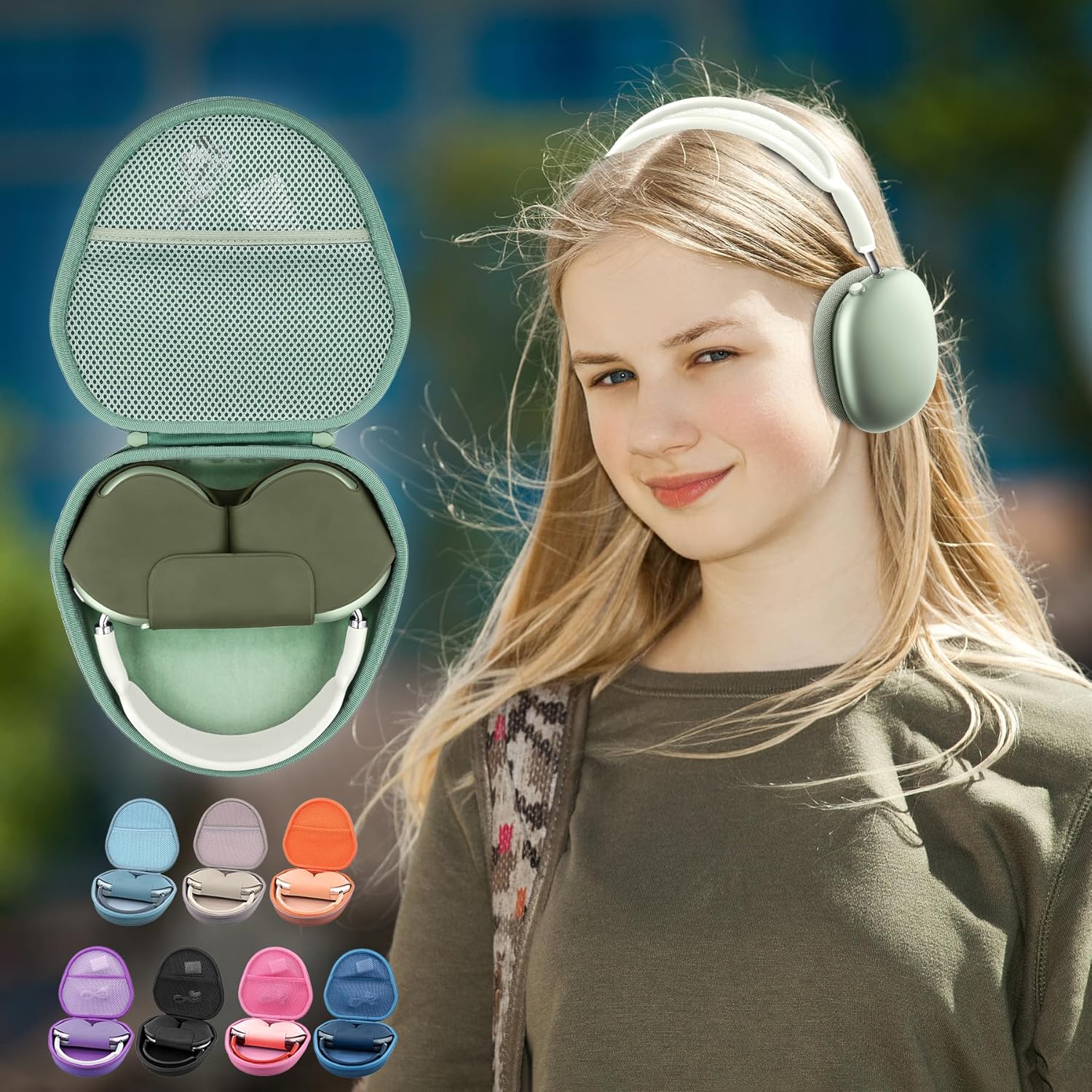 khanka Hard Carrying Case for Apple AirPods Max Wireless Over-Ear Headphones,Green Case - Image 8