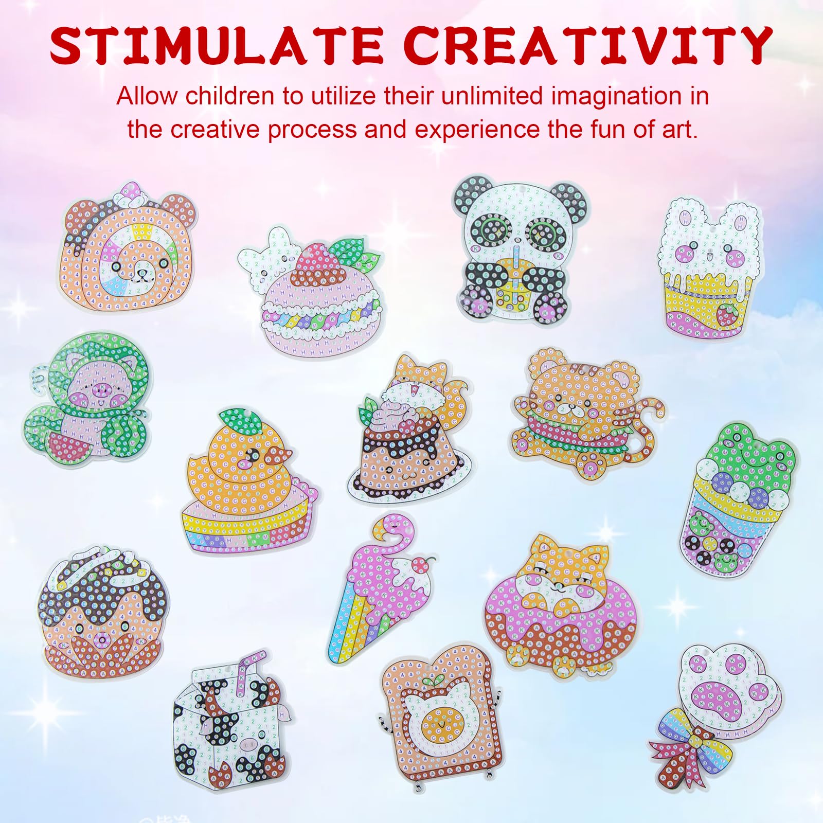 Diamond Painting Kit Completo, 5D Diamond Painting Bambina, Lavoretti Creativi per Bambini, Diamantini Crystal Art per le Stampe Animali, Kit Pittura Bambini da Appendere a Portachiavi e Zaini