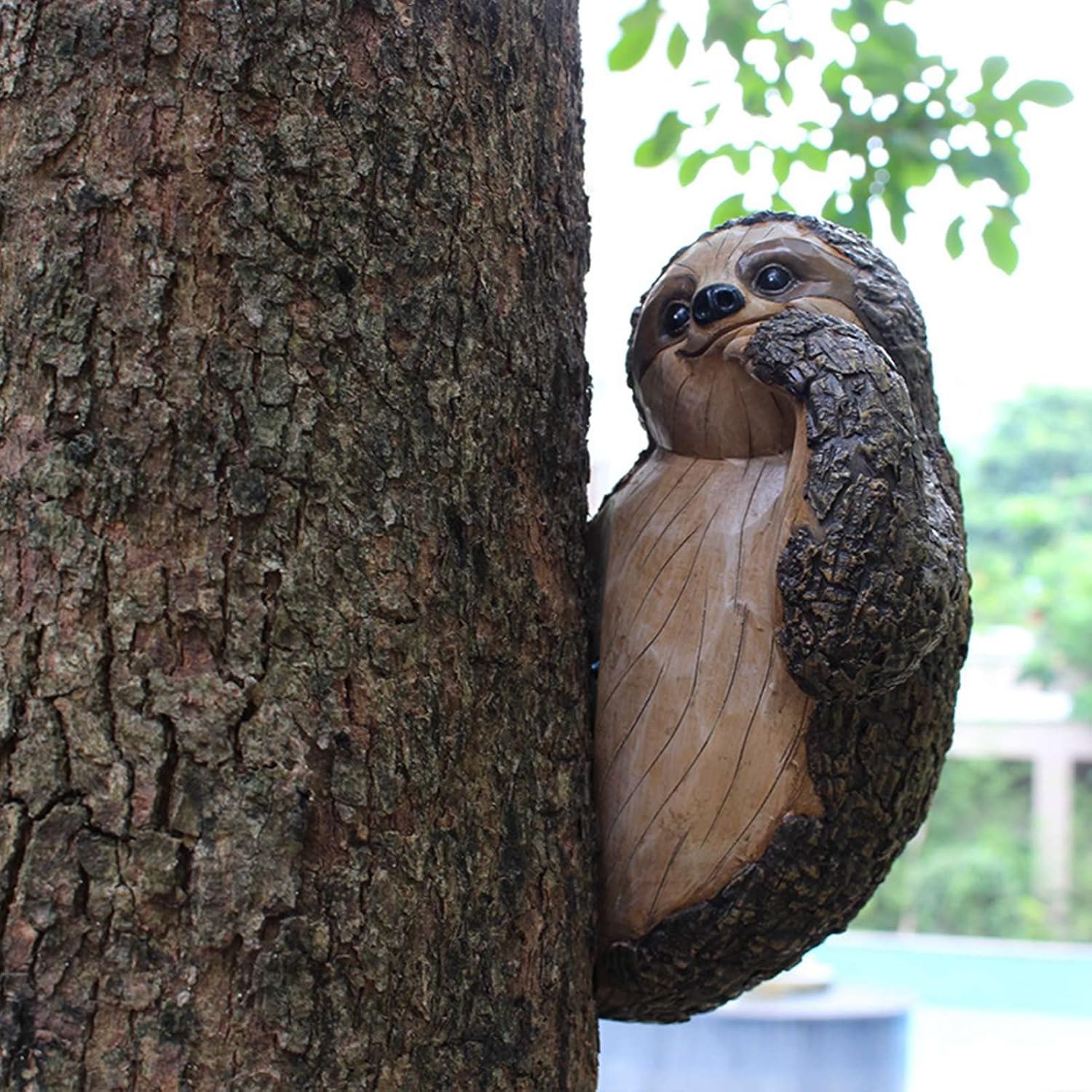 Garden Peeker Sloth Sculptures, Resin Simulation Garden Peeker Sloth Statue Lovely Sloth Tree Hugger Decoration for Backyard Pond