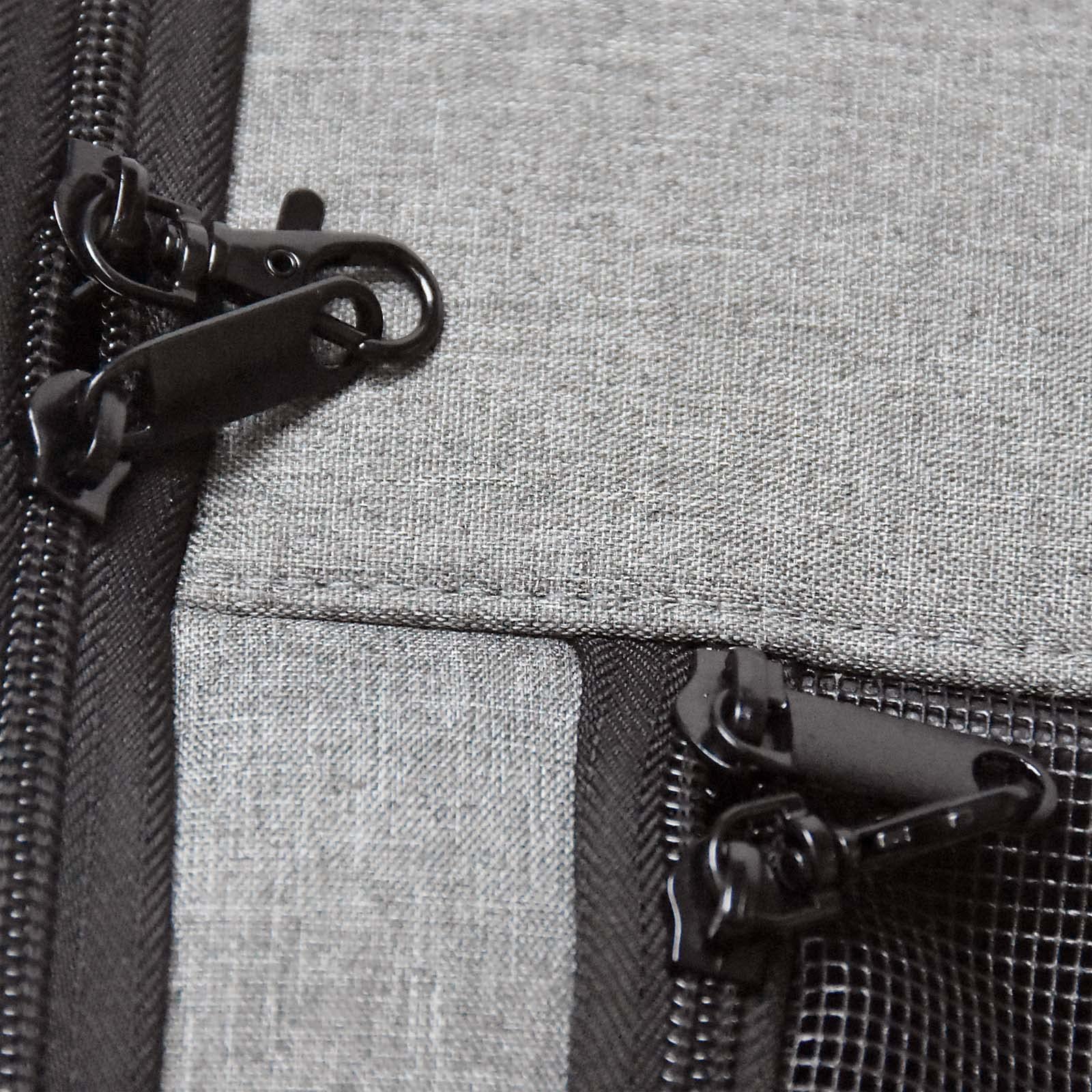 Fudajo Ausziehbarer Haustier Rucksack 27x35,5x41,5 cm bis 6kg, Hunderucksack, Katzenrucksack mit Netz und Fenstern, Schwarz und Grau