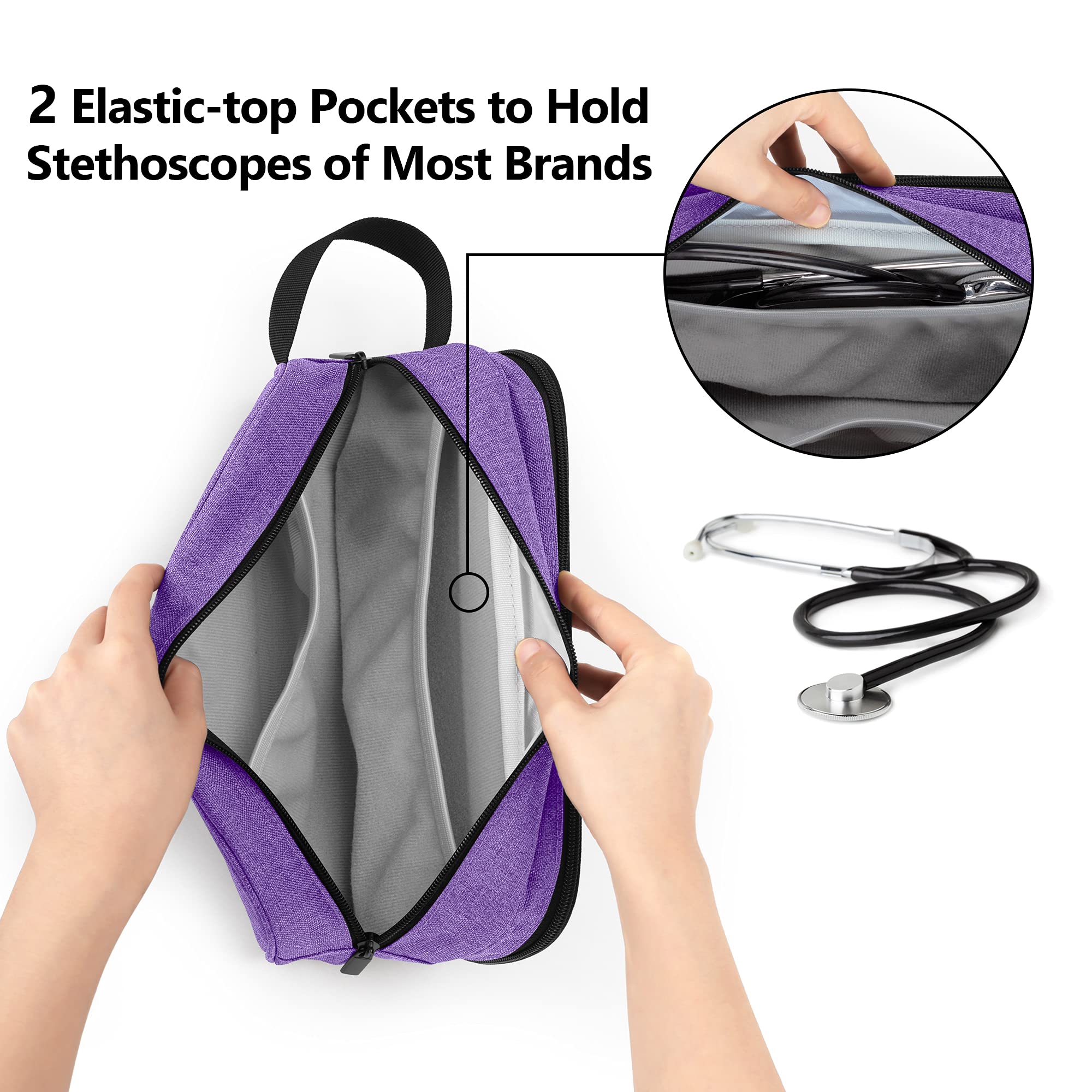 Trunab Stethoscope Carrying Case Compatible with 3M Littmann/MDF/ADC, Hold Two Stethoscopes or BP Cuffs - Image 3