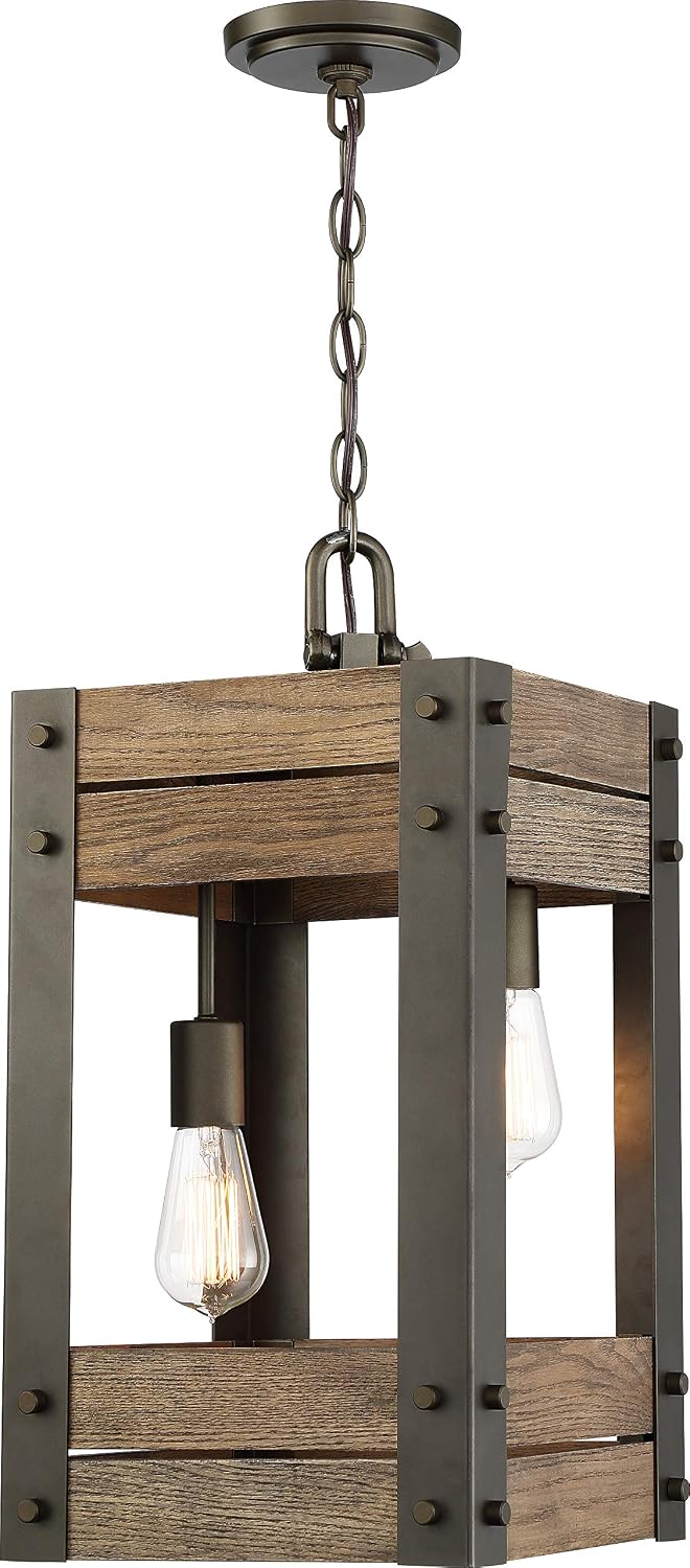 Nuvo 60/6421 Winchester 1-Light Mini Pendant Bronze & Aged-Wood Finish
