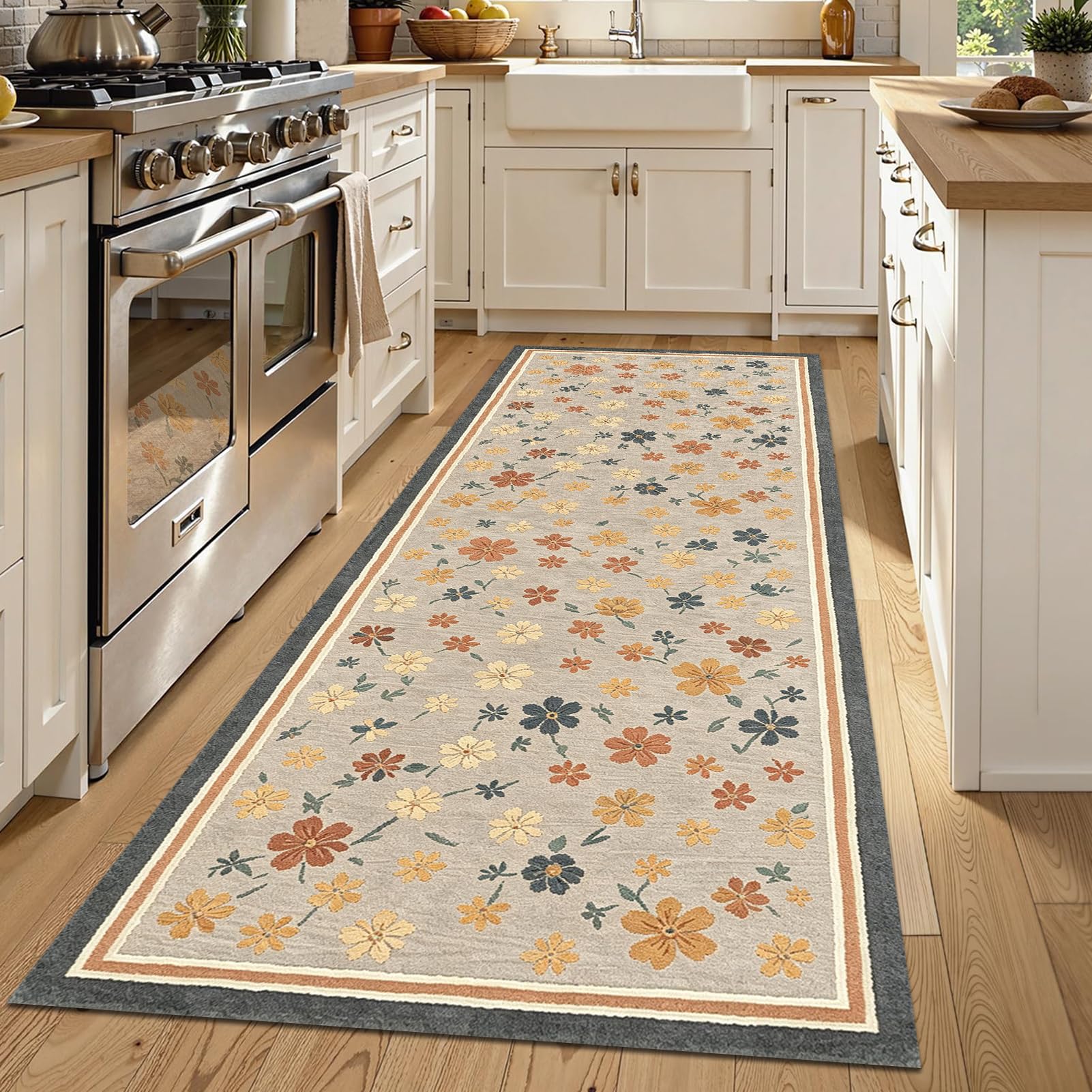 Alfombra cocina antideslizante y lavable de 70x250 cm para entrada segura