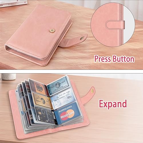 Miniatura 3 de bvya Organizador de tarjetas de visita con bloqueo RFID, cartera de piel sintética, para mujeres y hombres, organizador de tarjetas de crédito, 96