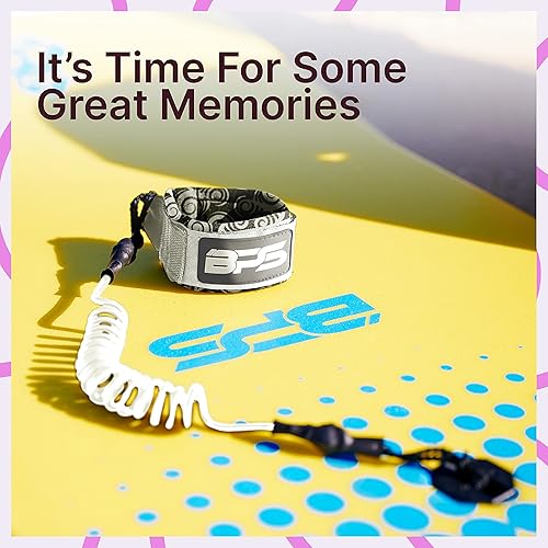 Miniatura 3 de BPS New Zealand ‘Storm’ Bodyboard Leash – Premium Coil 4ft Coiled Wrist Boogie Board Leashes with Plug Koru White