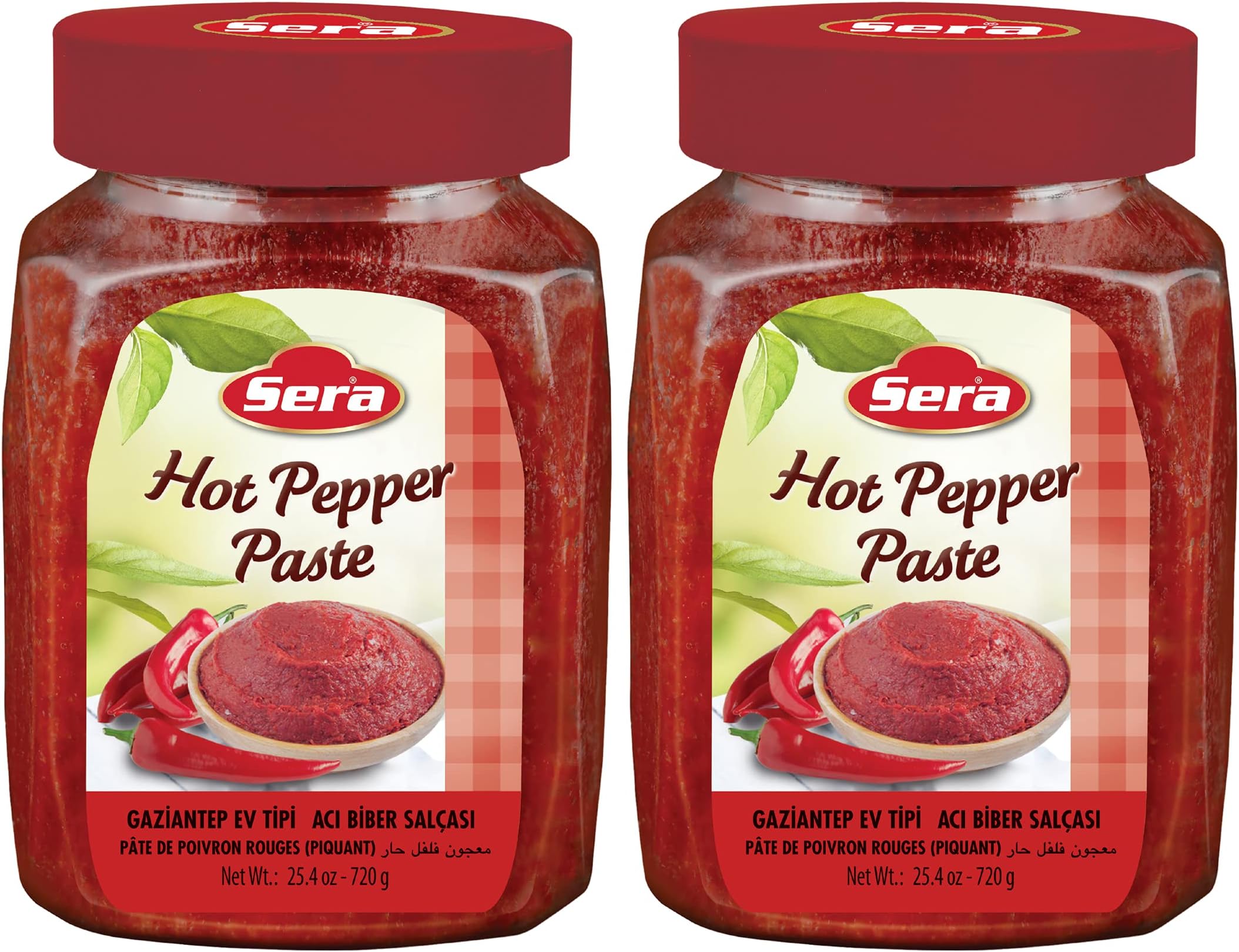 Sera Hot Pepper Paste 25.4 Oz Jar (2 PACK) | No Sugar | No Artificial Preservatives | Add a Unique, Peppery and Spicy Flavor to Your Dishes | Great as a Spread or In Sandwiches!
