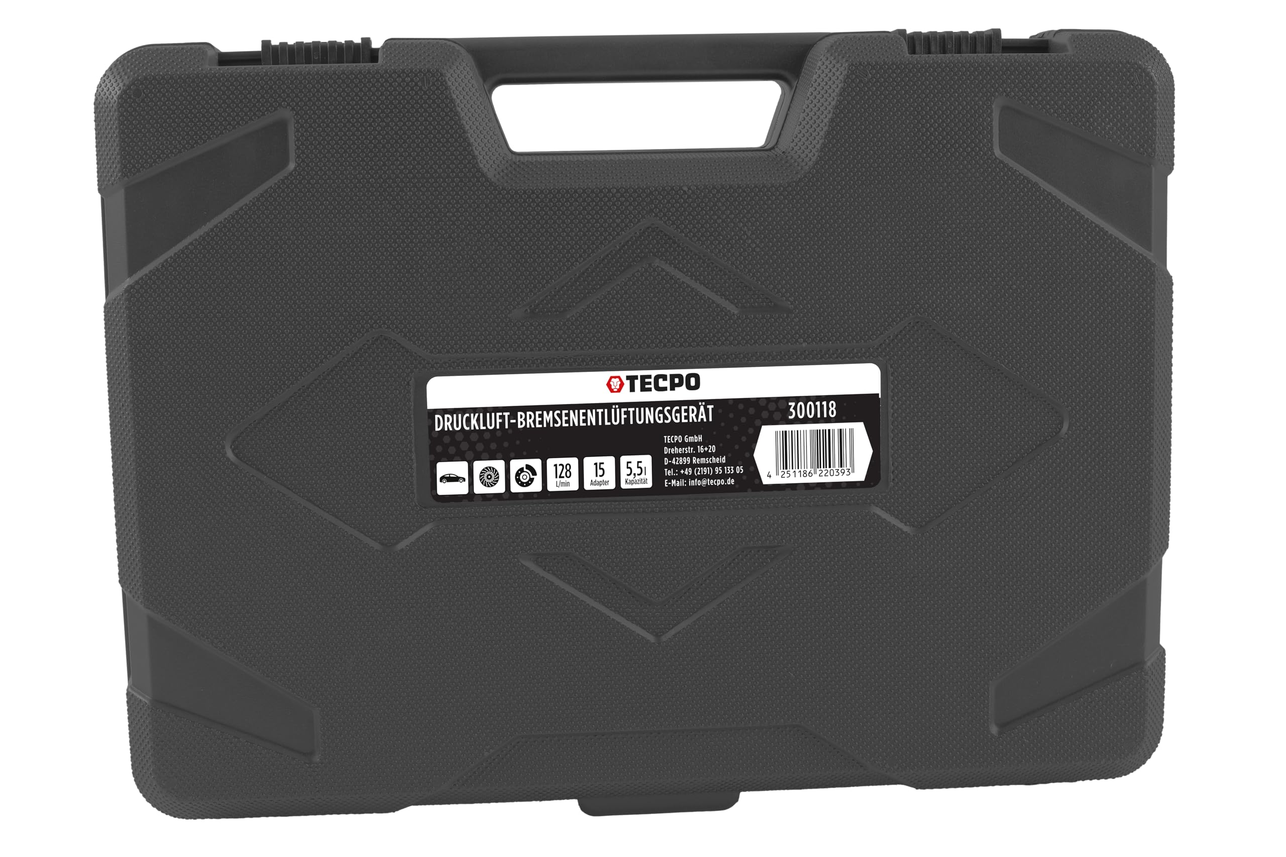 TECPO Bremsenentlüftungsgerät, 5 Liter Druckluft Bremsflüssigkeitwechselgerät Auto Universal Bremsenentlüfter mit Absaugbehälter und Adapter Set