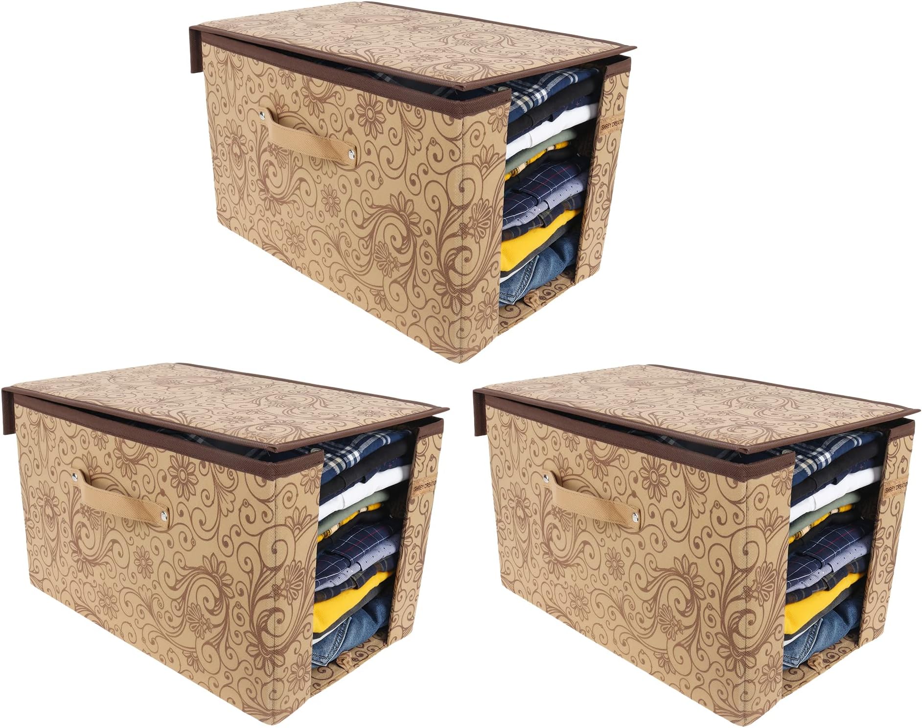 SHREY CREATIONShrey Creation Premium Non Woven Shirt Stacker/Shirt Organizer Wardrobe Organizer-printed (Pack of 3)
